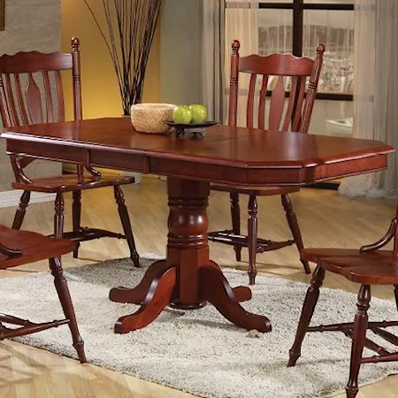 Pedestal Dining Table with Clipped Edge Table Top